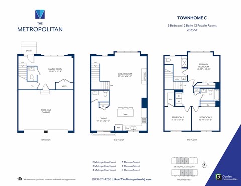 Floor plan for 3 beds, 4 baths, 2623 sqft